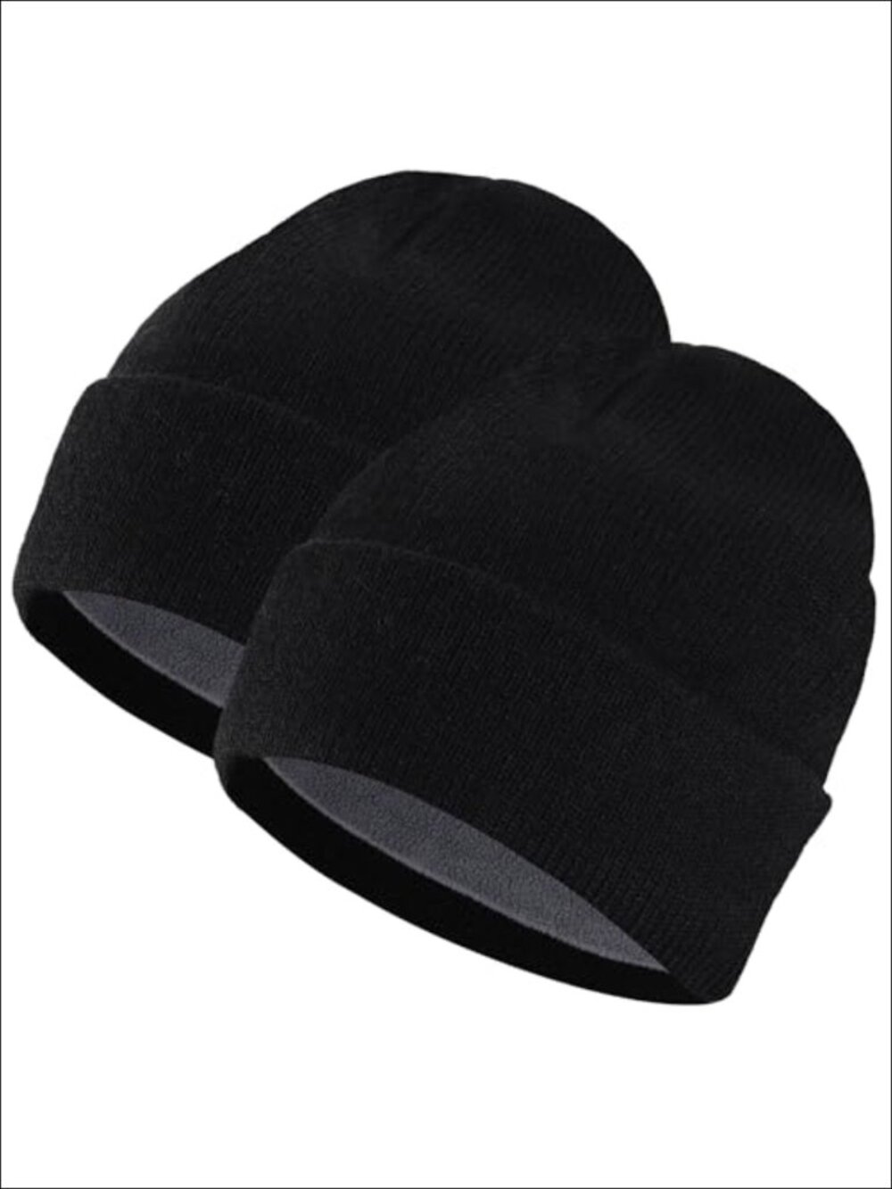 2 Pack Winter Beanie Hats Fleece Lined Knit Cuffed Warm Skull Cap